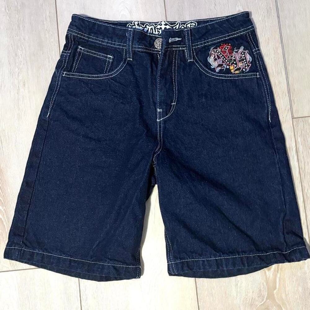 Ninth hall embroidered jorts